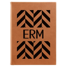 Large rawhide leatherette sketch book laser etched with 'Pattern with Initials' design