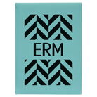 Large teal leatherette journal laser etched with 'Pattern with Initials' design