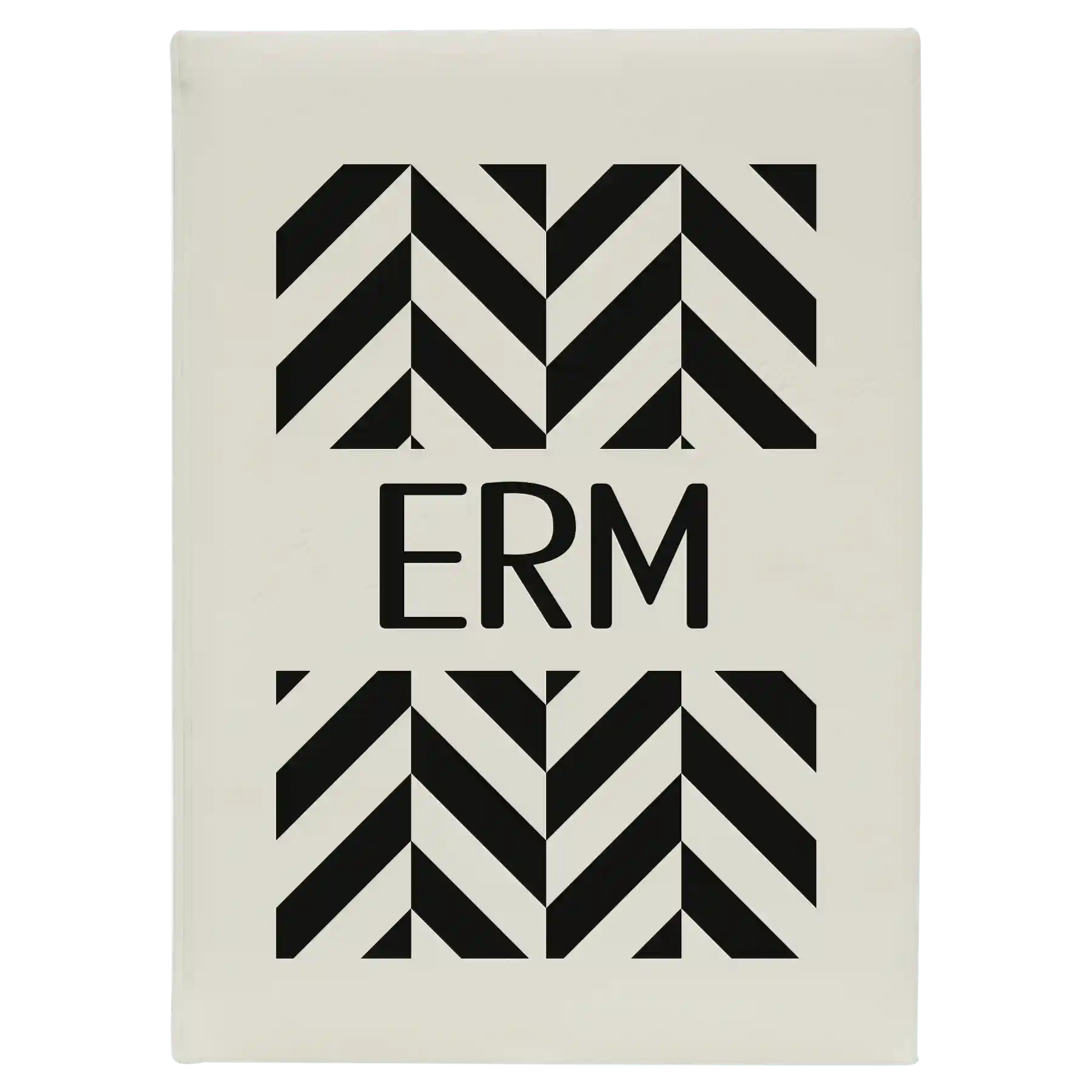 Large white leatherette journal laser etched with 'Pattern with Initials' design