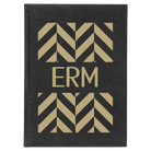 Large black/gold leatherette sketch book laser etched with 'Pattern with Initials' design