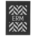 Large black/silver leatherette sketch book laser etched with 'Pattern with Initials' design