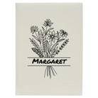 Large white leatherette journal laser etched with 'Flower with Name' design