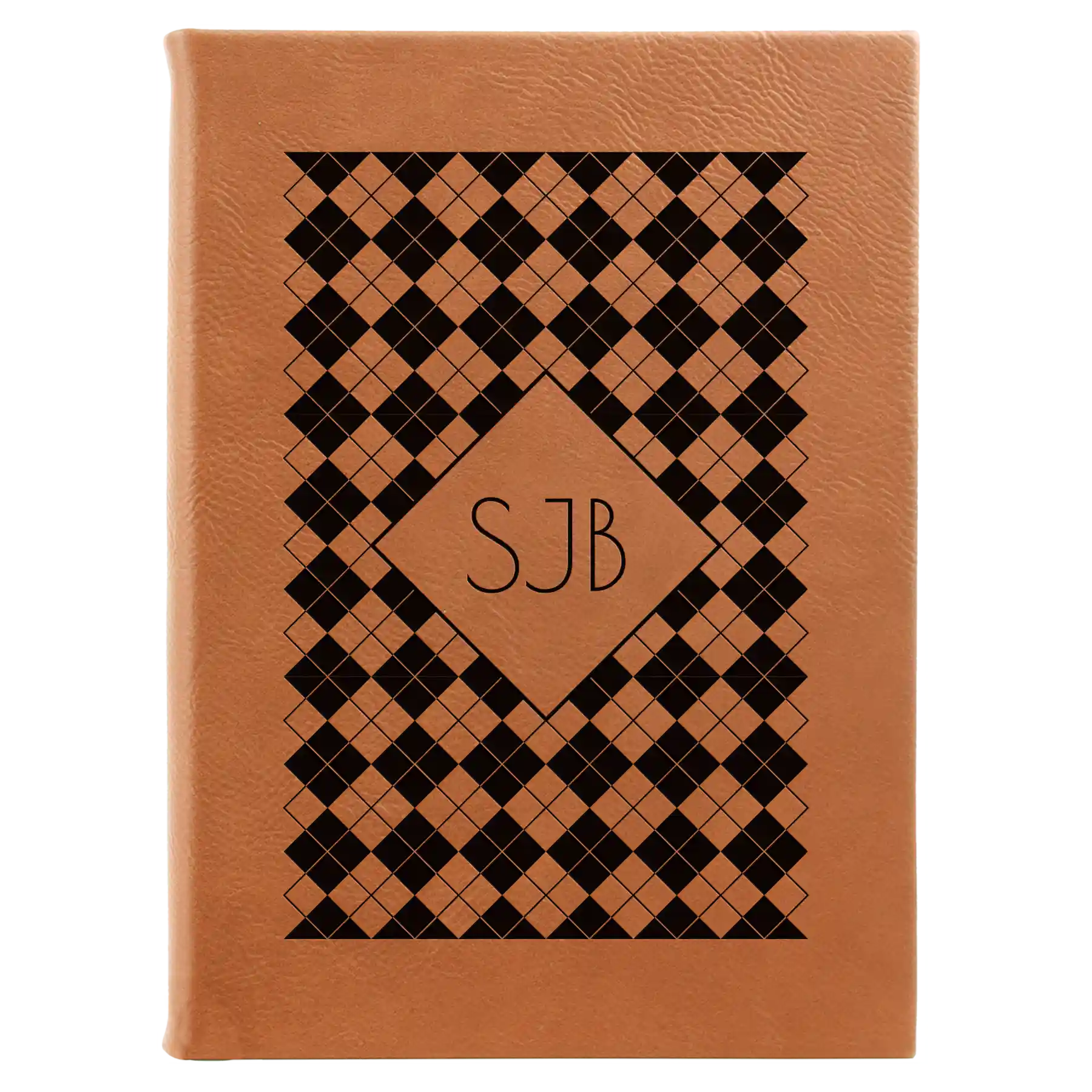 Large rawhide leatherette sketch book laser etched with 'Argyle' design