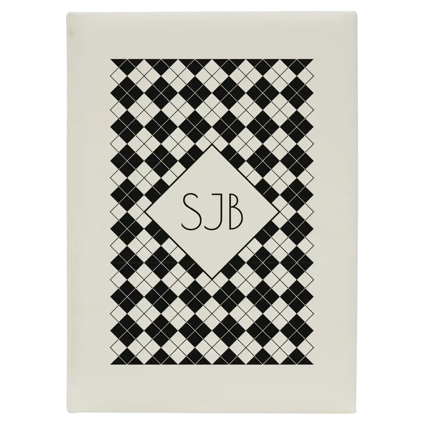 Large white leatherette sketch book laser etched with 'Argyle' design