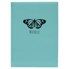 Large teal leatherette journal laser etched with 'Butterfly Name' design