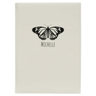 Large white leatherette journal laser etched with 'Butterfly Name' design