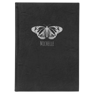 Large black/silver leatherette journal laser etched with 'Butterfly Name' design