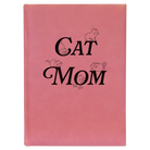 Large pink leatherette journal laser etched with 'Cat Mom' design