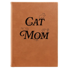 Large rawhide leatherette journal laser etched with 'Cat Mom' design