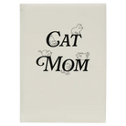 Large white leatherette sketch book laser etched with 'Cat Mom' design