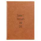 Large rawhide leatherette sketch book laser etched with 'Thoughts on Life' design