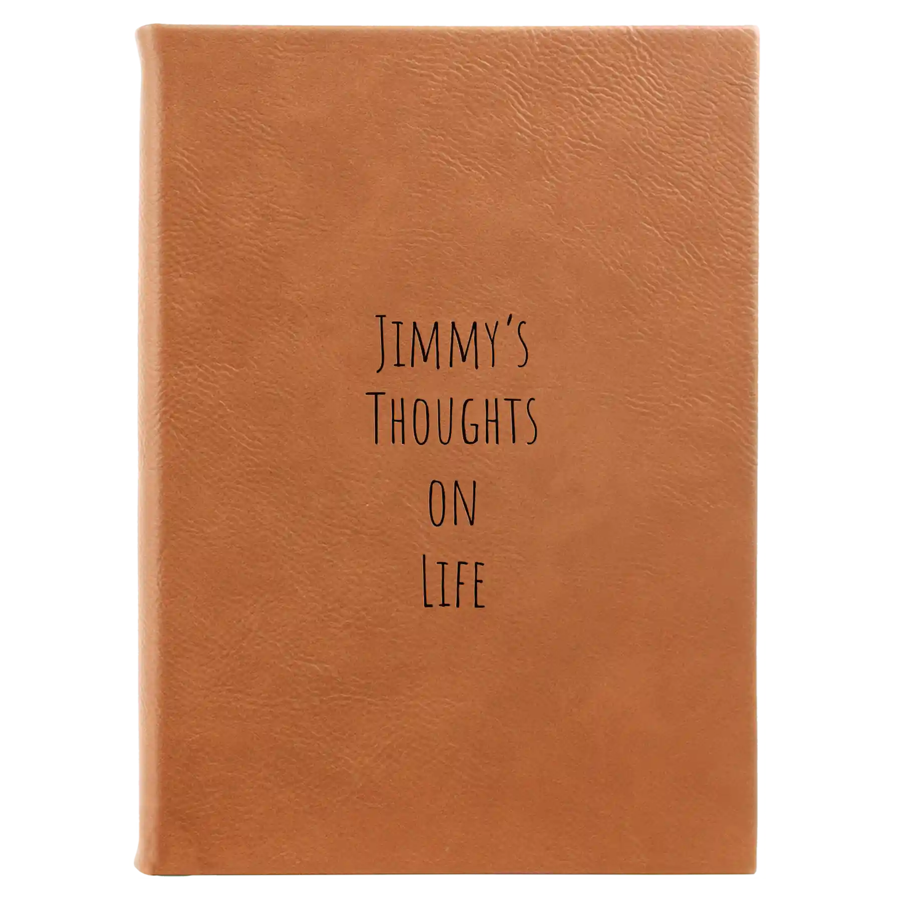 Large rawhide leatherette sketch book laser etched with 'Thoughts on Life' design