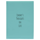 Large teal leatherette sketch book laser etched with 'Thoughts on Life' design