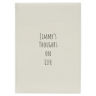 Large white leatherette sketch book laser etched with 'Thoughts on Life' design