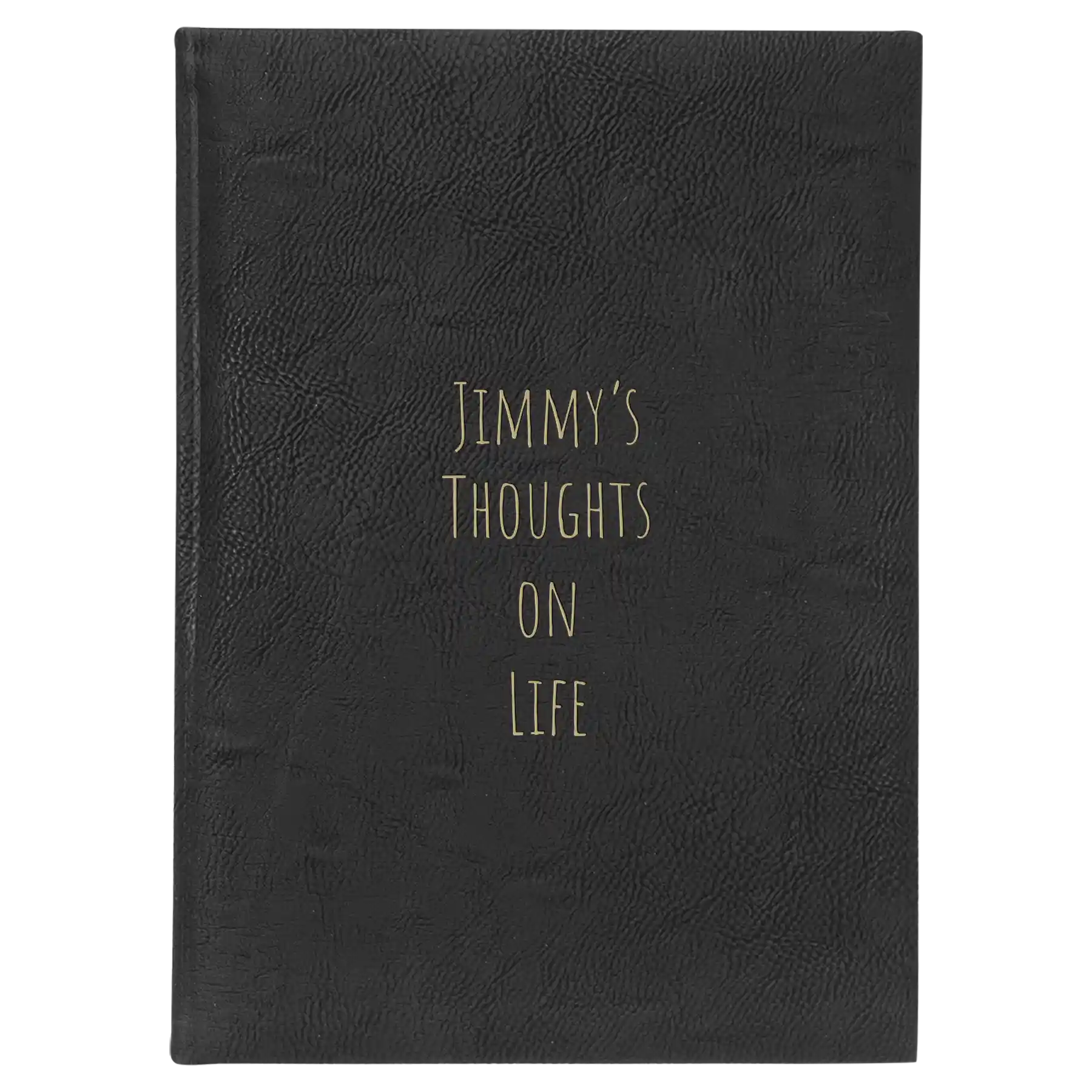 Large black/gold leatherette sketch book laser etched with 'Thoughts on Life' design