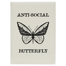 Large white leatherette journal laser etched with 'Anti-Social Butterfly' design