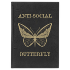 Large black/gold leatherette journal laser etched with 'Anti-Social Butterfly' design