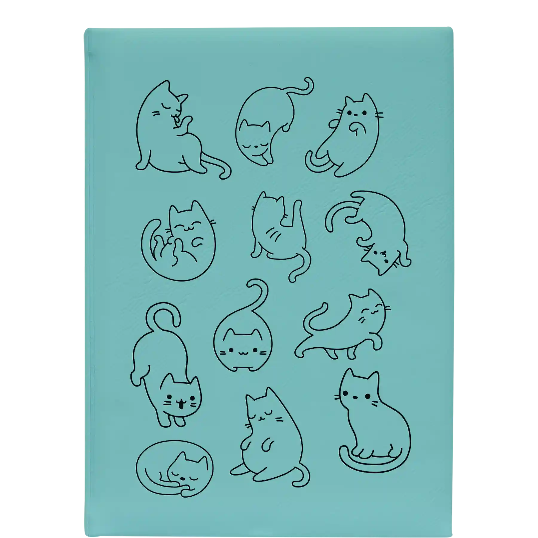 Large teal leatherette journal laser etched with 'Multi-Cat' design