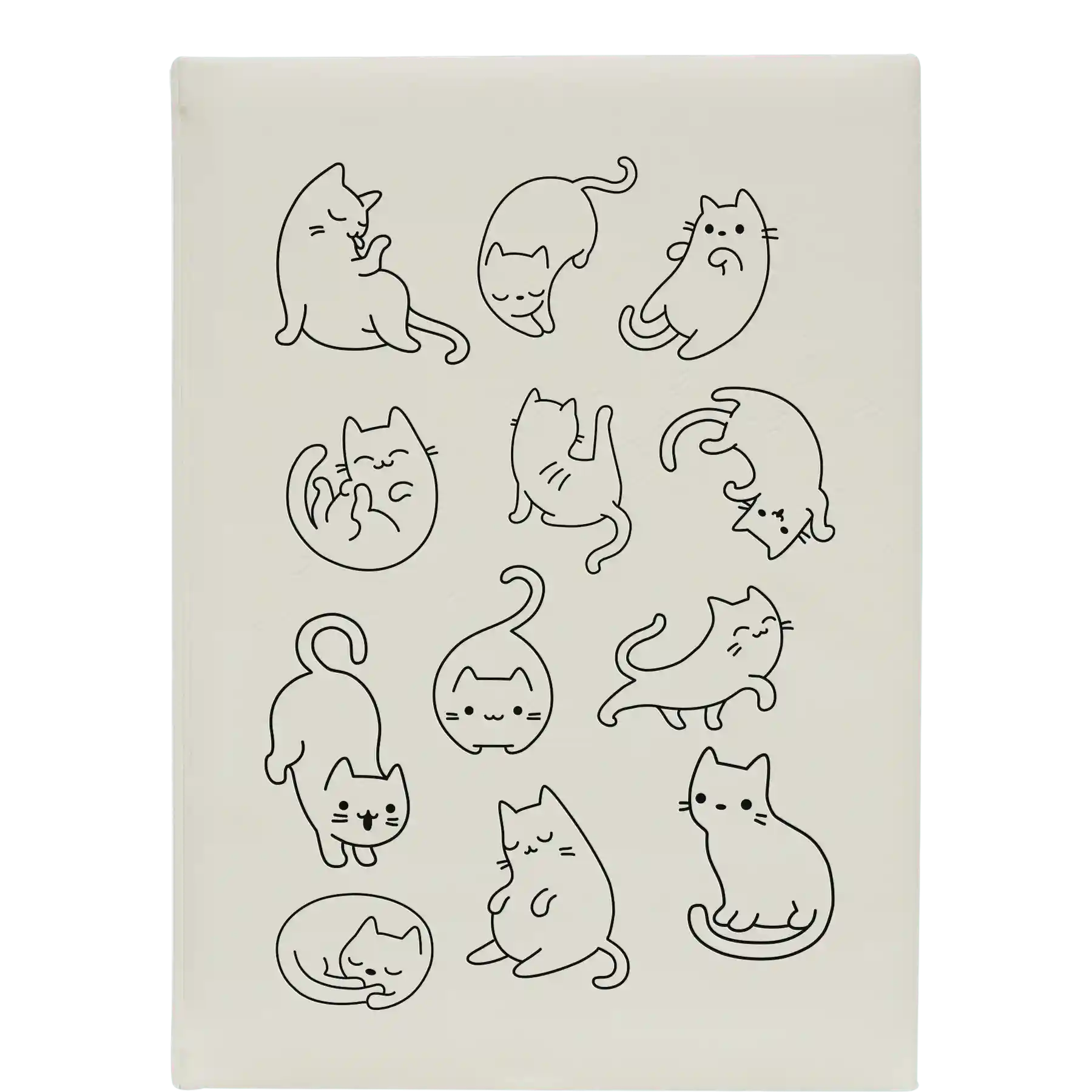 Large white leatherette sketch book laser etched with 'Multi-Cat' design