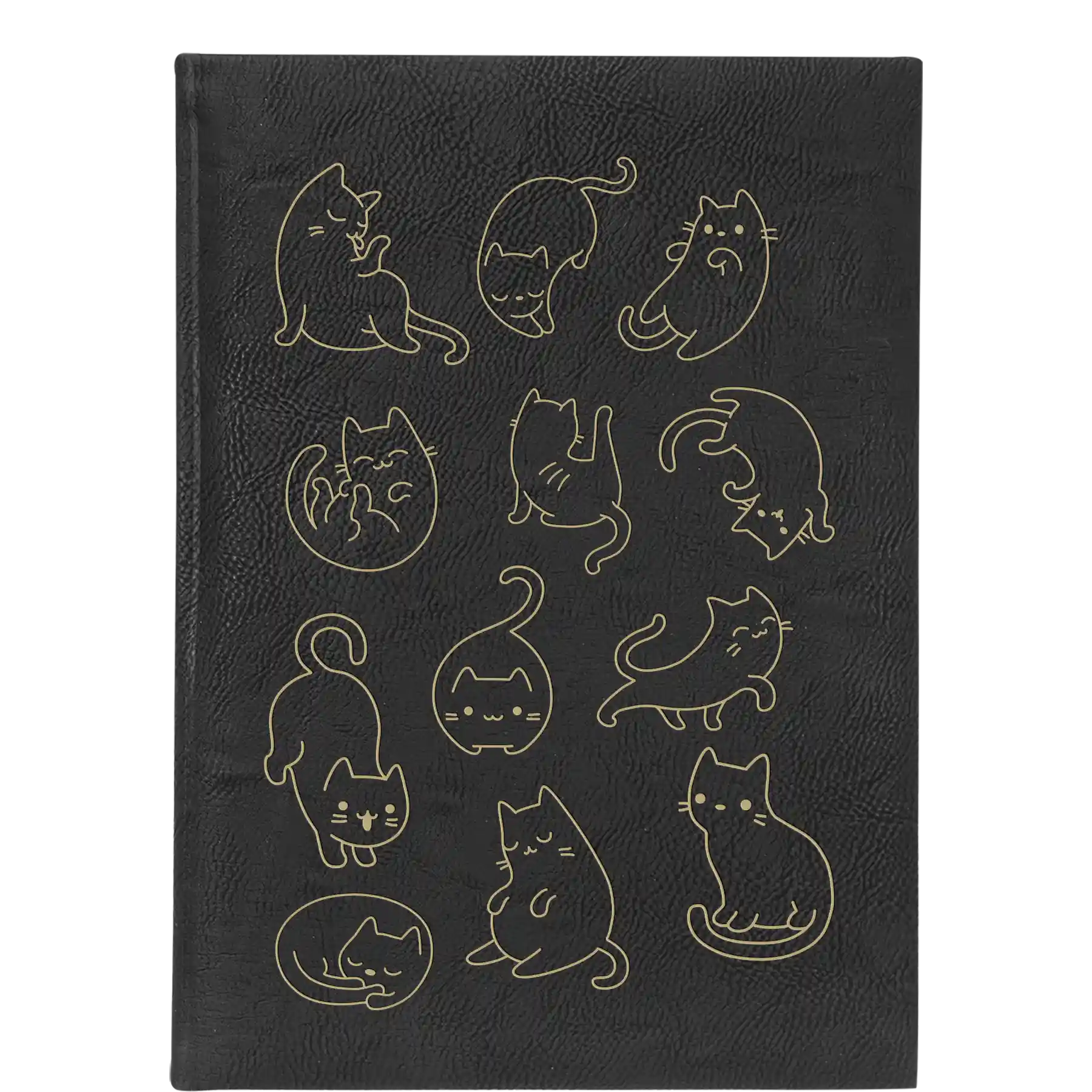 Large black/gold leatherette journal laser etched with 'Multi-Cat' design