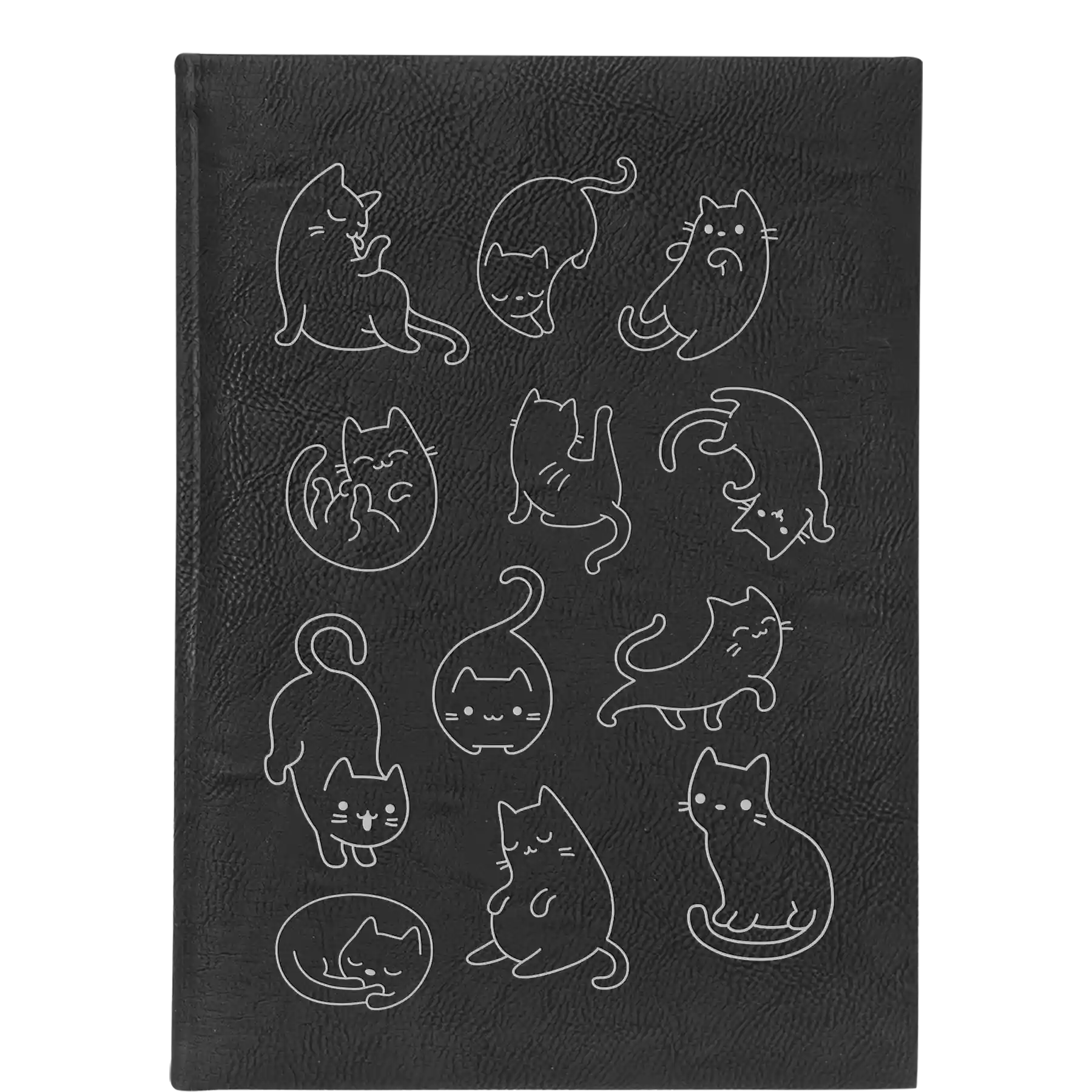 Large black/silver leatherette sketch book laser etched with 'Multi-Cat' design