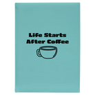 Large teal leatherette journal laser etched with 'Life Coffee' design