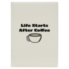 Large white leatherette journal laser etched with 'Life Coffee' design