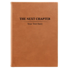 Large rawhide leatherette sketch book laser etched with 'Next Chapter' design