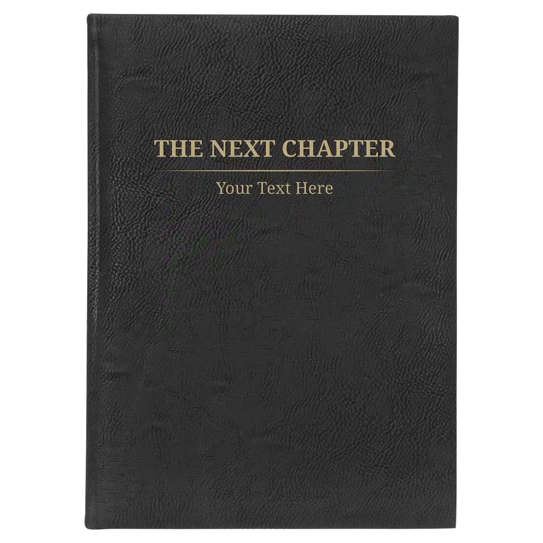 Large black/gold leatherette journal laser etched with 'Next Chapter' design