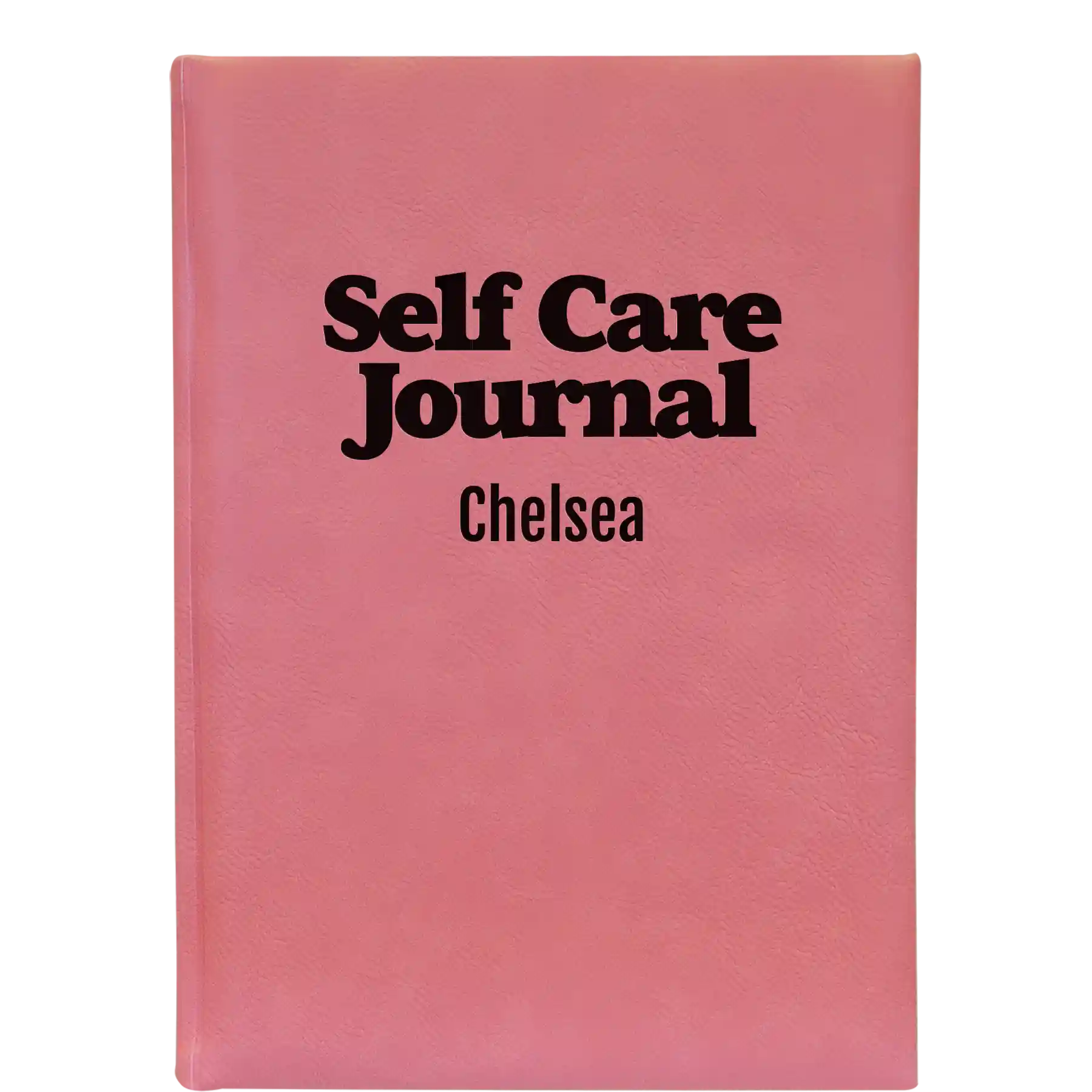 Large pink leatherette sketch book laser etched with 'Self Care' design
