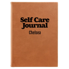 Large rawhide leatherette journal laser etched with 'Self Care' design