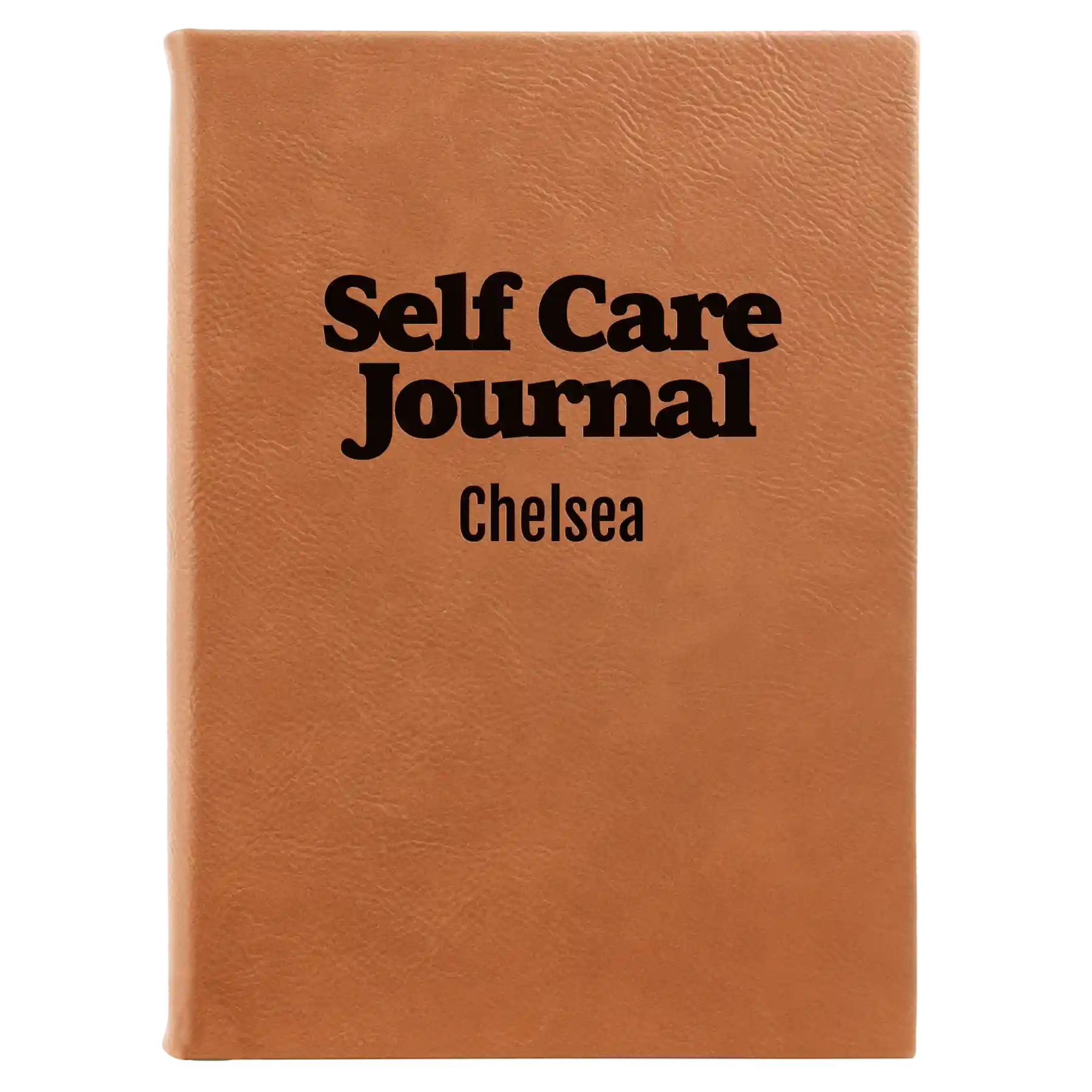 Large rawhide leatherette journal laser etched with 'Self Care' design