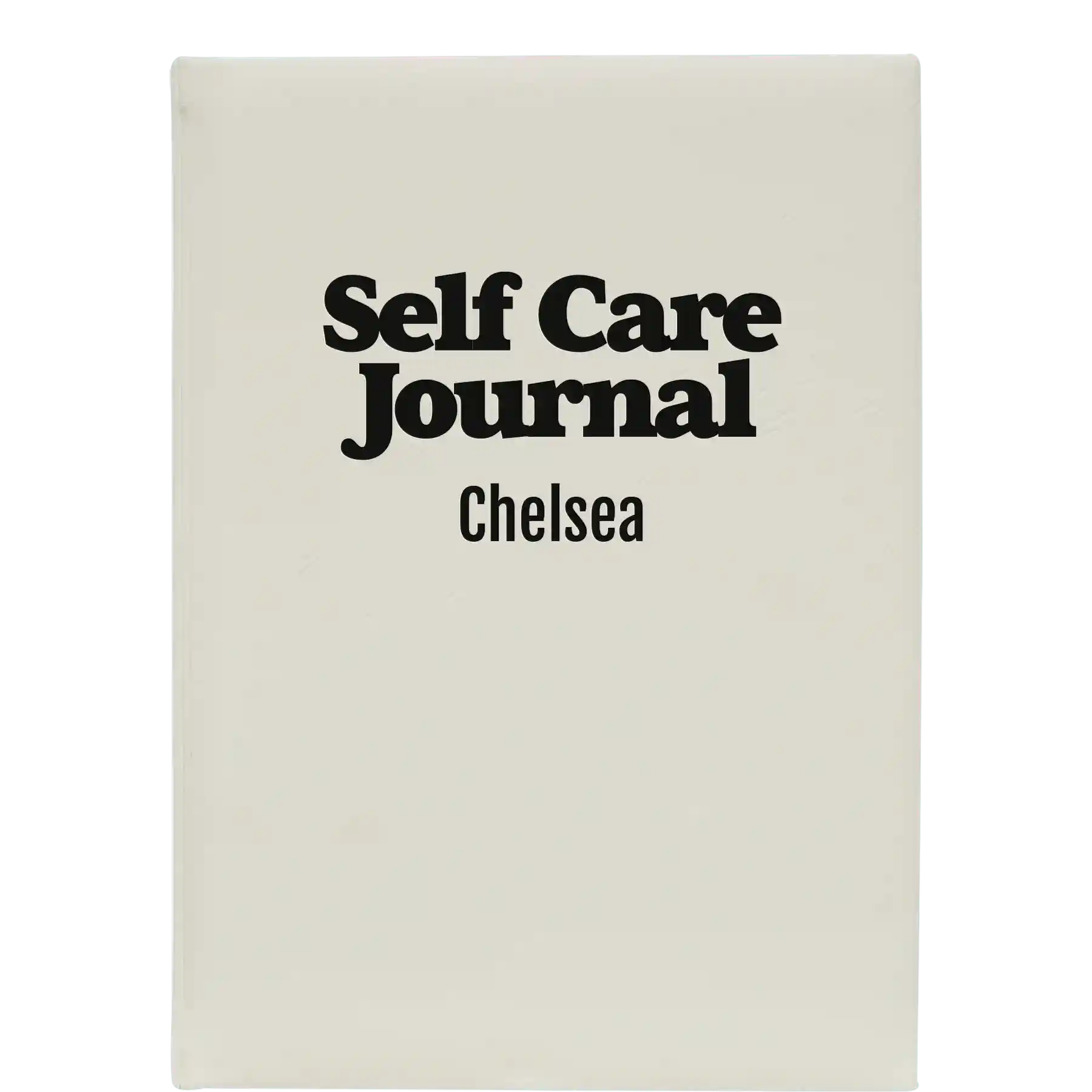 Large white leatherette journal laser etched with 'Self Care' design
