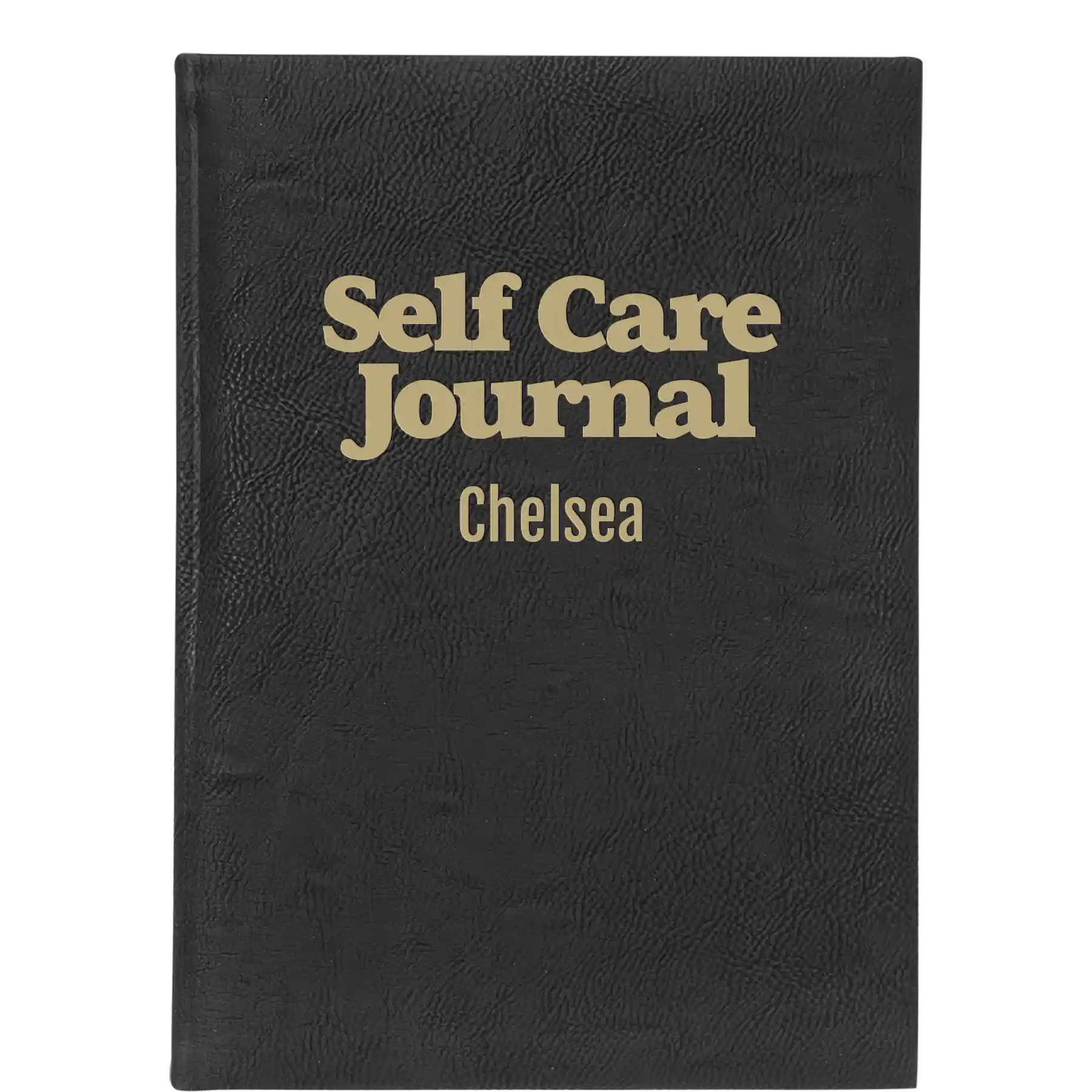 Large black/gold leatherette sketch book laser etched with 'Self Care' design
