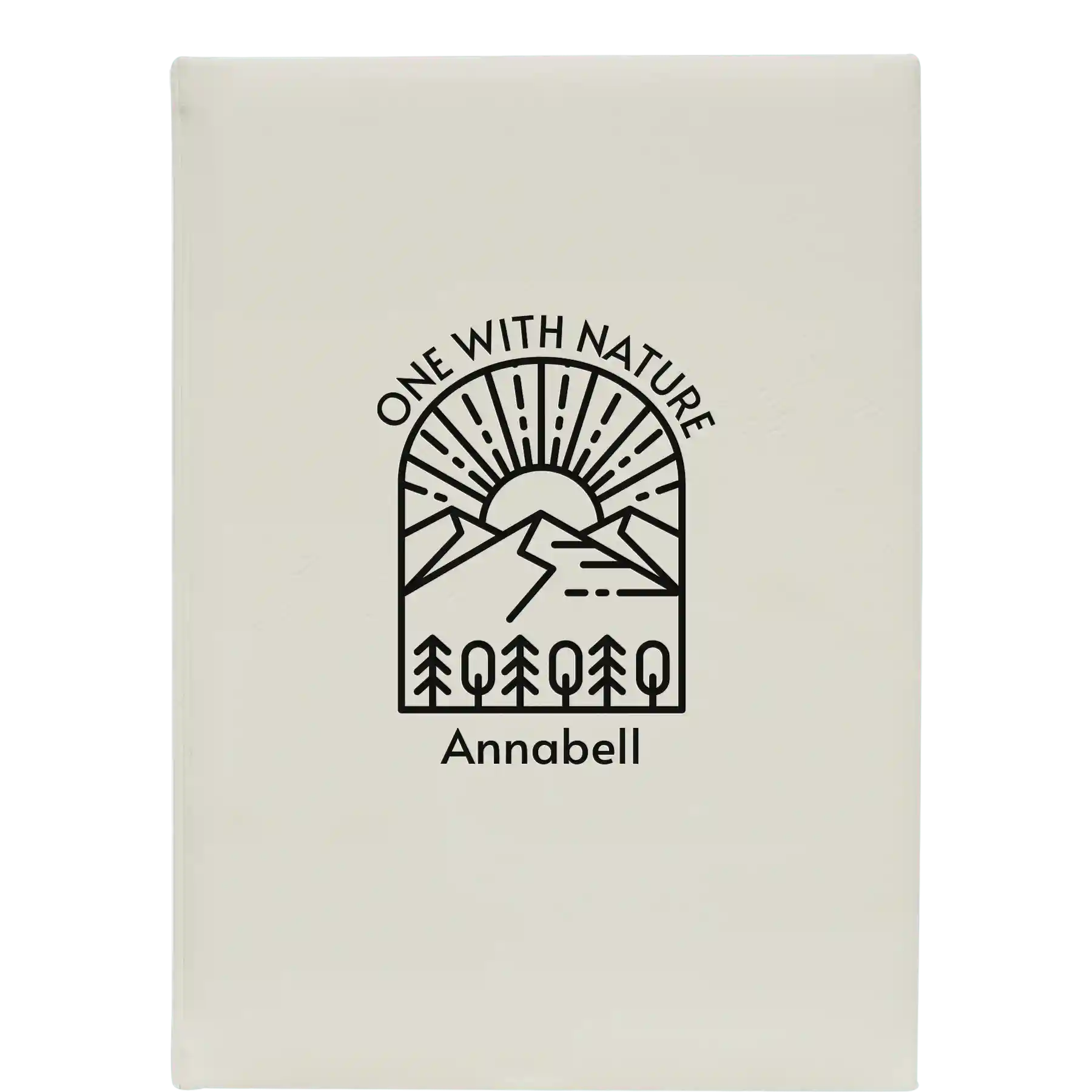 Large white leatherette journal laser etched with 'One with Nature' design
