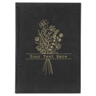 Large black/gold leatherette journal laser etched with 'Bouquet Text' design