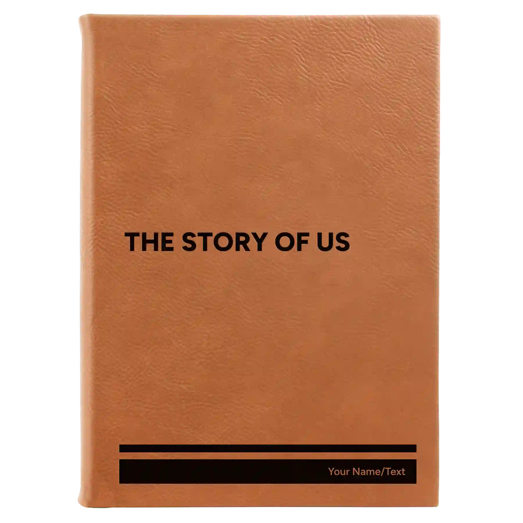 Large rawhide leatherette journal laser etched with 'The Story of Us' design