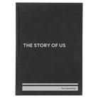 Large black/silver leatherette sketch book laser etched with 'The Story of Us' design