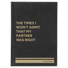 Large black/gold leatherette journal laser etched with 'The Times I wont Admit' design