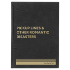 Large black/gold leatherette journal laser etched with 'Pickup Lines' design