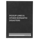 Large black/silver leatherette journal laser etched with 'Pickup Lines' design