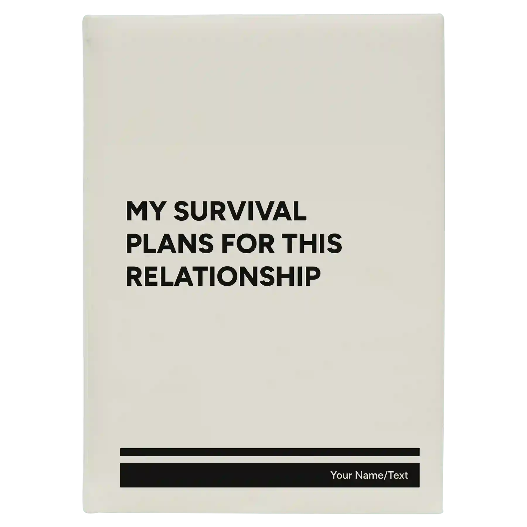 Large white leatherette journal laser etched with 'My Survival Plans' design