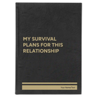 Large black/gold leatherette sketch book laser etched with 'My Survival Plans' design