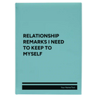 Large teal leatherette sketch book laser etched with 'Relationship Remarks' design