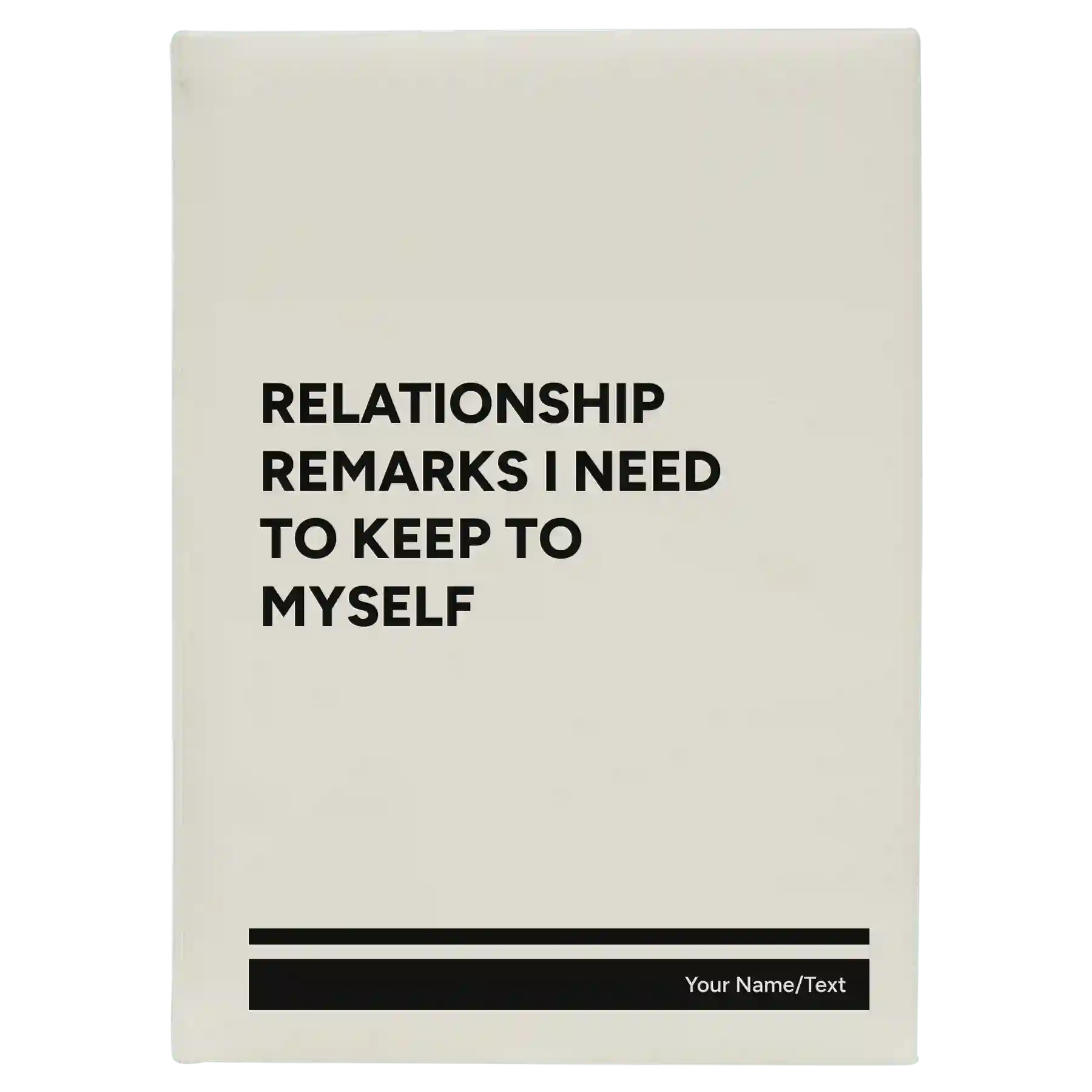 Large white leatherette journal laser etched with 'Relationship Remarks' design