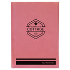 Large pink leatherette sketch book laser etched with 'I'm Coming to the Cottage (Maple Leaf)' design