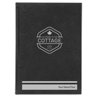 Large black/silver leatherette sketch book laser etched with 'I'm Coming to the Cottage (Maple Leaf)' design