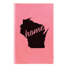 Small pink leatherette journal laser etched with 'Wisconsin Home' design