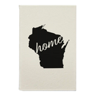 Small white leatherette journal laser etched with 'Wisconsin Home' design