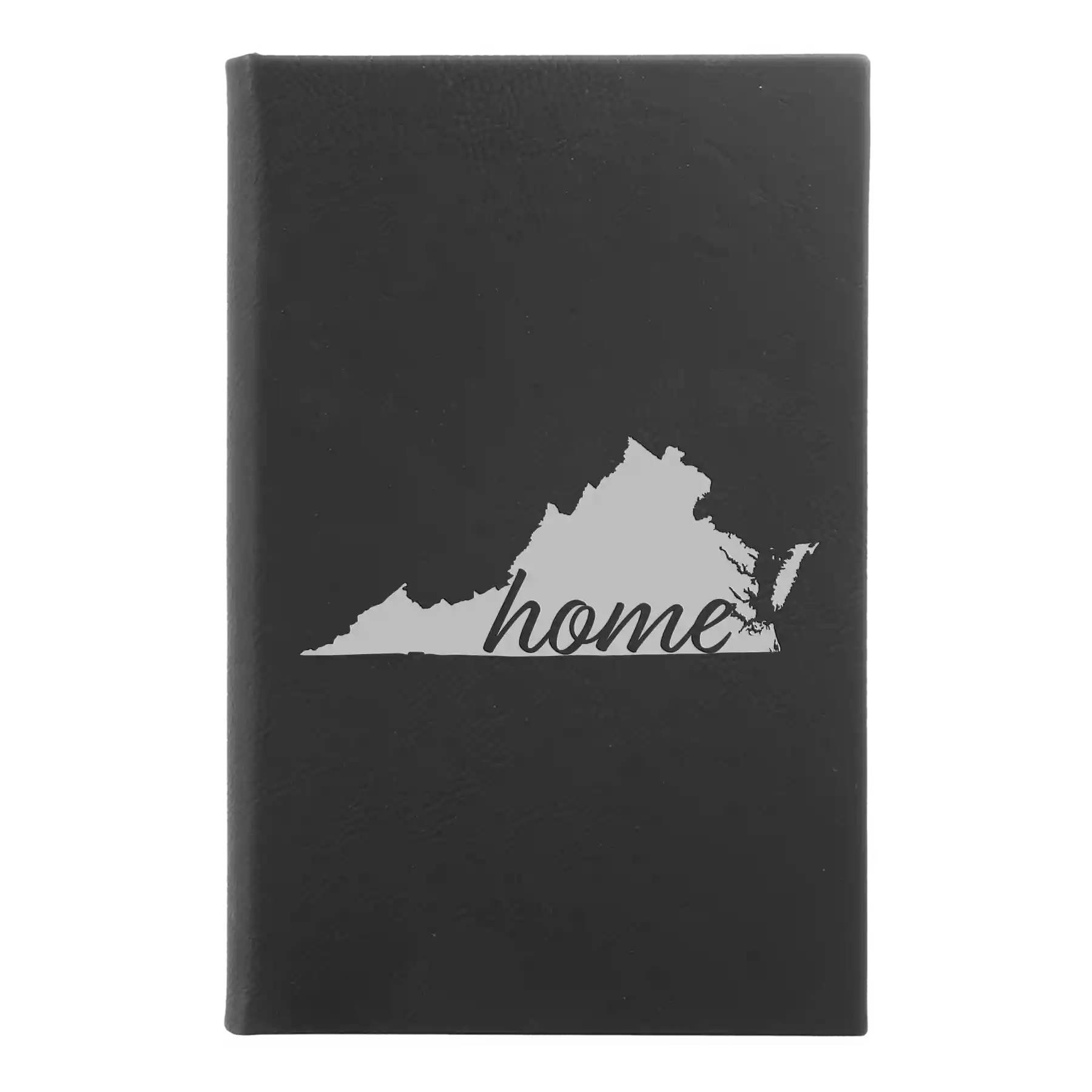 Small black/silver leatherette journal laser etched with 'Virginia Home' design